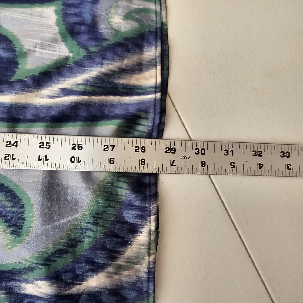 Chicos Shirt Womens 2 Blue Green Paisley Button Up Sheer 3/4 Sleeve Stretch‎ Top - Picture 7 of 9